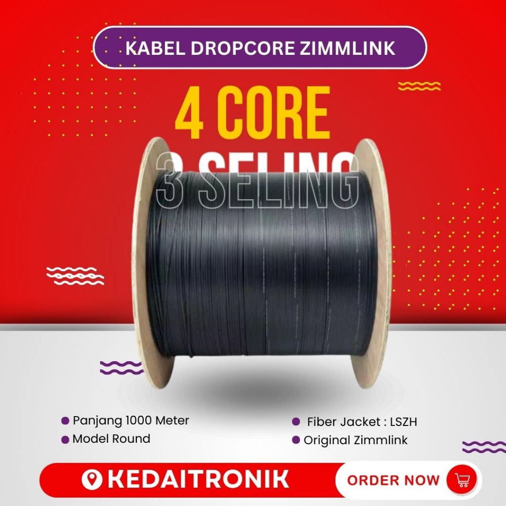 Zimmlink Kabel Fiber Optik Dropcore 4 Core 3 Seling 1000M High Quality