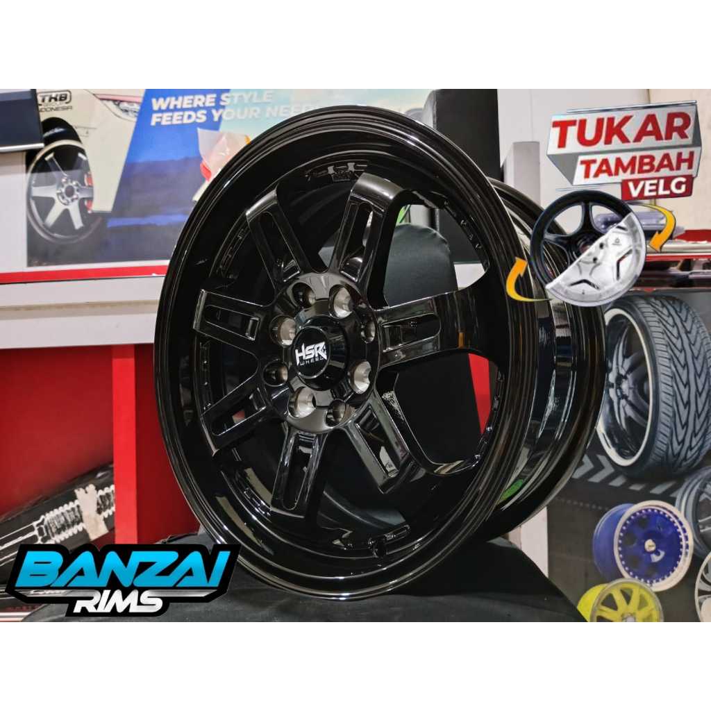 VELG MOBIL RACING NISSAN MARCH RING 15 LEBAR 6,5 VELG WARNA GLOSSY BLACK