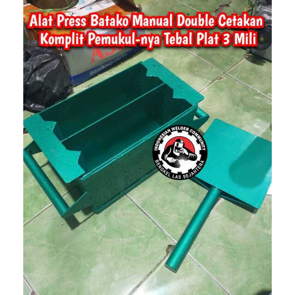 Alat Press Batako Manual Double Cetakan Komplit Pemukul-nya Tebal Plat 3 Mili