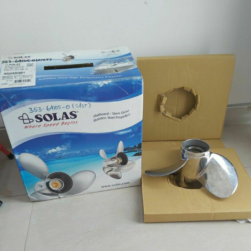 Propeller mesin tempel Tohatsu 40pk 50pk 13in Solas. Stenlis.