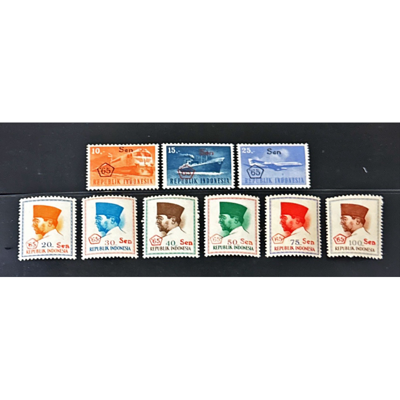 

(BA) PRANGKO INDONESIA 1965 C.T. ‘65 dan Sen 9V COMPLIT SET MNH.