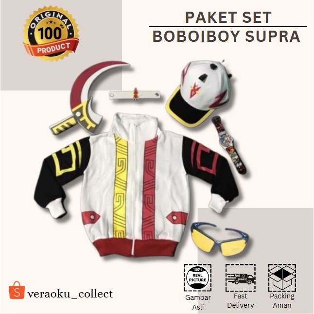 Paket Set Boboiboy Supra Topi Kacamata Jam Jaket Dan Pedang