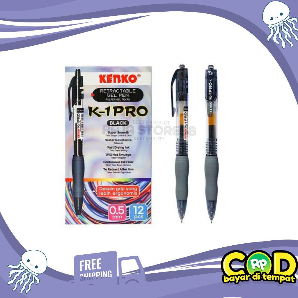 

Pulpen Pen Bolpoint Pena Gel KENKO K1 PRO Hitam (1 Pak 12 pcs)