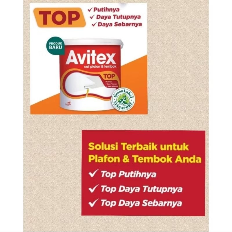Cat plafon dan tembok avitex top 5kg, cat avitex tembok dan plafon 5kg, avitex top 5kg