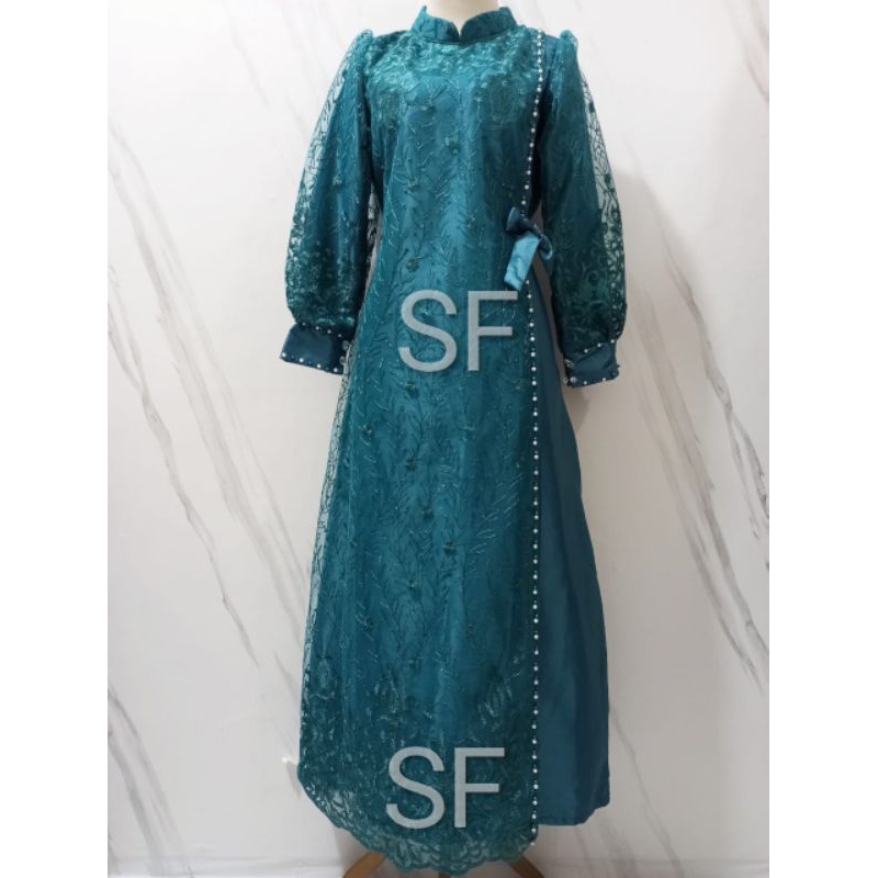 GAMIS BRUKAT FULL TALI SISI BLUE EMERALD