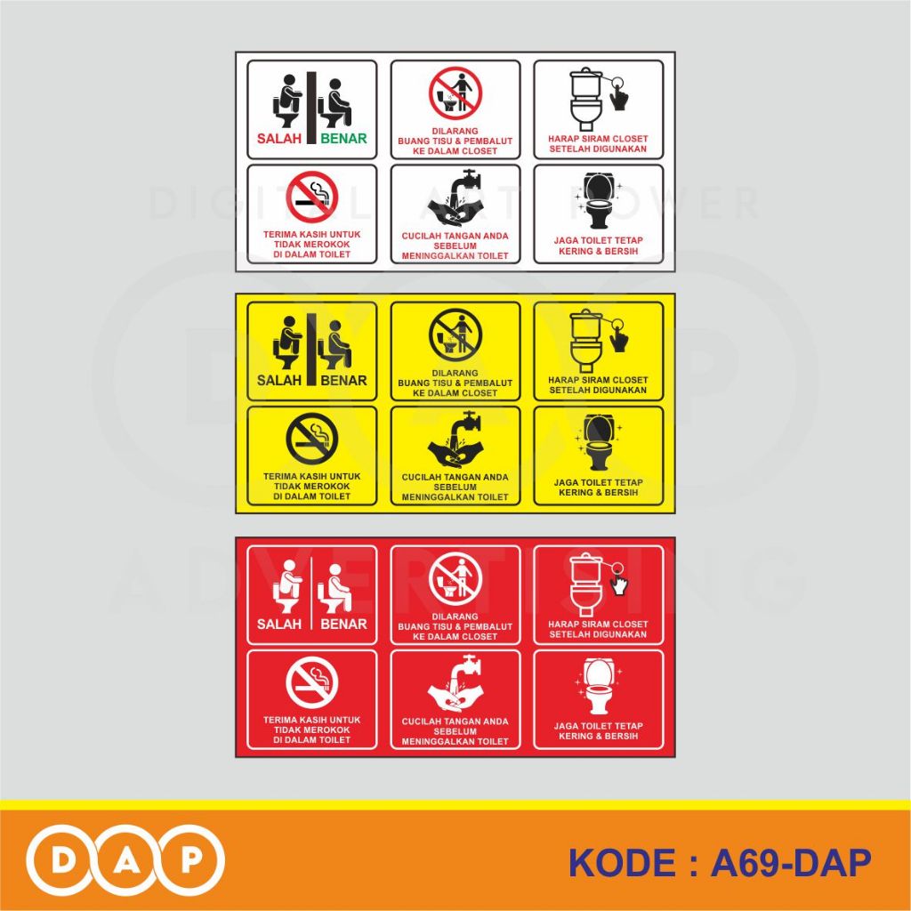 

A69 - Acrylic Sign, Stiker Akrilik Peraturan Tata Tertib di Toilet, Tahan Air, Termurah, Bisa Custom