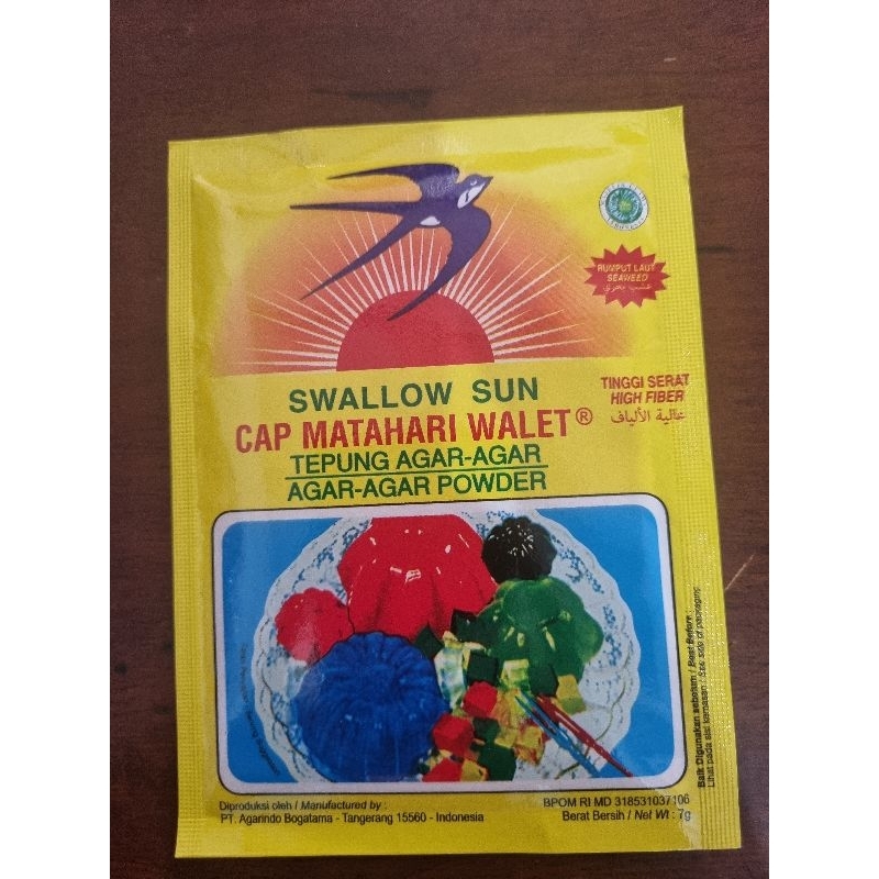 

SWALLOW SUN AGAR AGAR / TEPUNG AGAR POWDER PER SACHET 7g [PROMO]