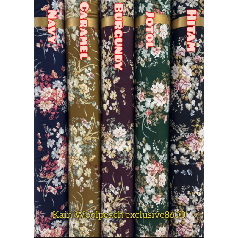 kain bahan wolfis/wolvis/woolpeach monalisa premium benang 8600 motif kembang lilia
