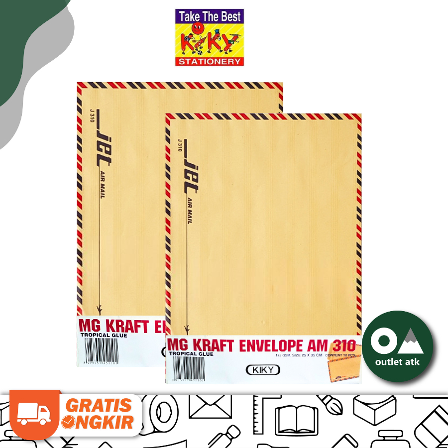 

Amplop Coklat Folio Kiky 310 Airmail Lem 125gr isi 10