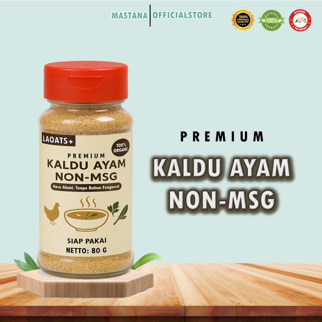 

Kaldu Ayam Non MSG LAOATS+ 80g Tanpa Pengawet & Penyedap Buatan 100% Organik Siap Pakai