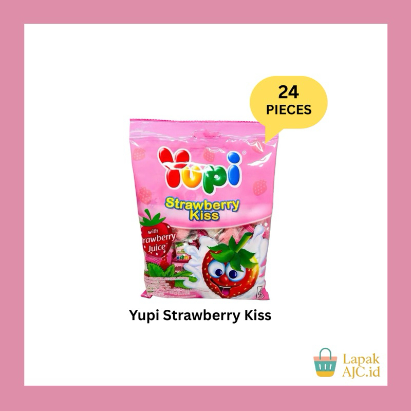 

Permen Yupi Strawberry Kiss isi 24 Pcs Candy Gummy Stroberi