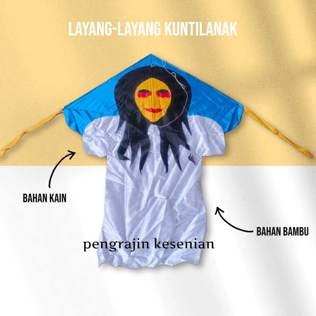 Viral Layang-layang bahan Bambu dan Kain tidak mudah robek , mainan anak-anak layangan kuntilanak.