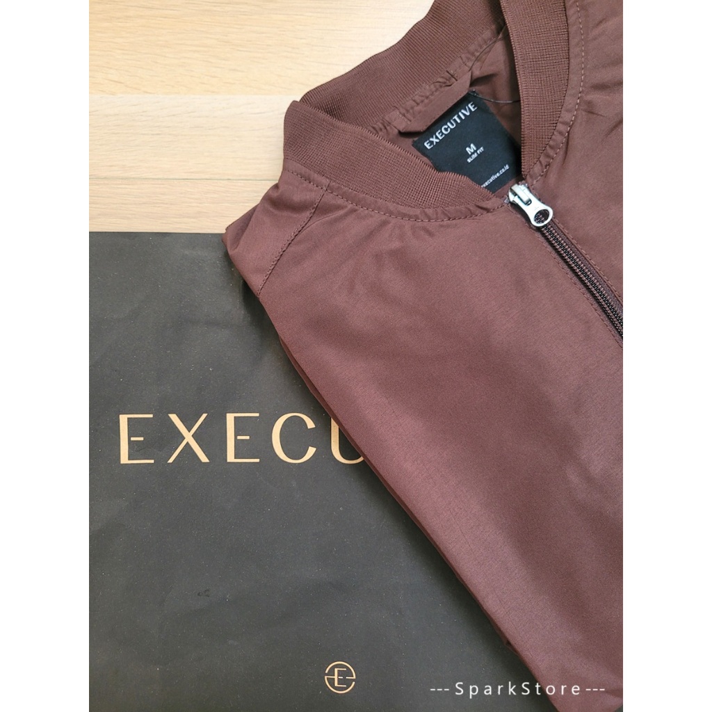 [NEW][BARU] The Executive Jaket Bomber Jacket Slim Fit Zipper Coklat
