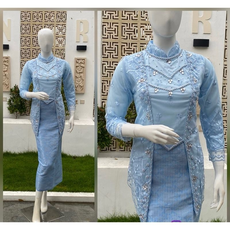 Set kebaya Kutubaru ARUMI Tille Payet // Kebaya Arumi Mix Rok Songket // kebaya wisuda Lamaran Konda