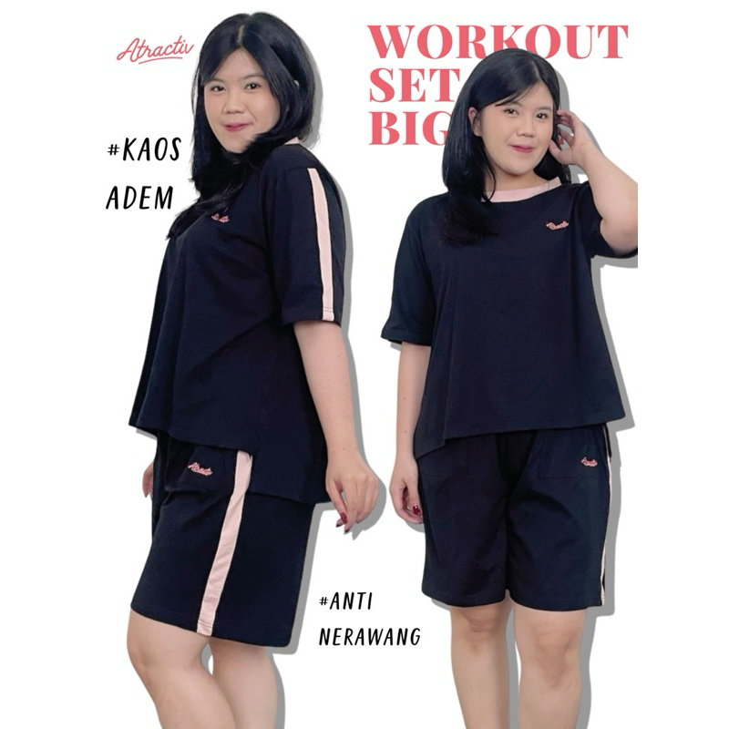 ATRACTIV Setelan Olahraga Jumbo Wanita LD130 LD142 Setelan Olahraga Bigsize Set Olahraga Pendek Jumb
