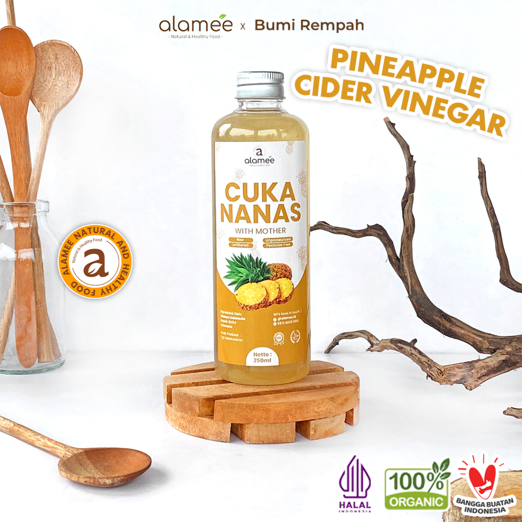 

ALAMEE Cuka Nanas Original Pineapple Cider Vinegar With Mother Organik Asli 250ml