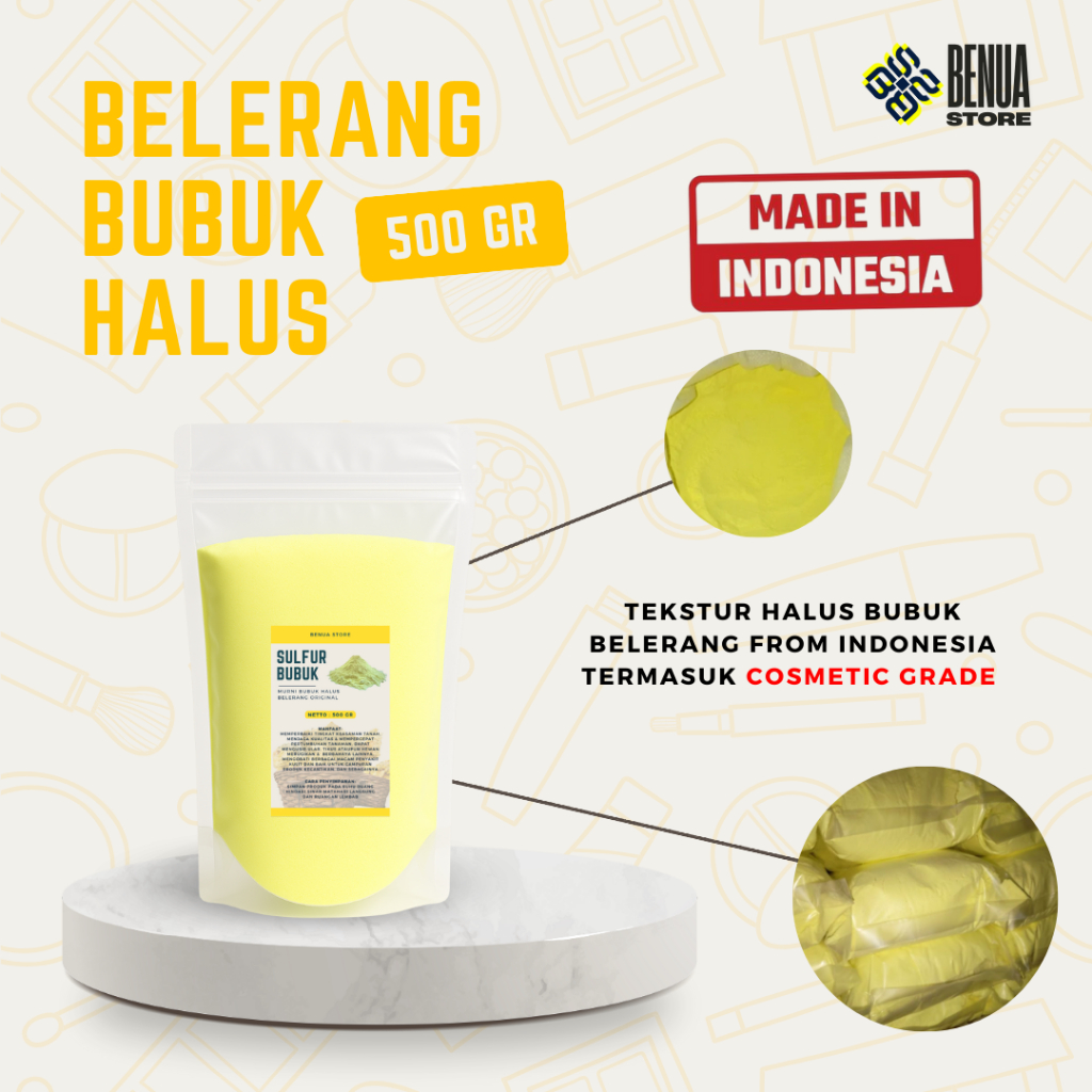 Belerang Murni Bubuk Halus Asli Tanpa Campuran / Sulfur Sulphur Bubuk Halus / Powder Sulfur / Belera