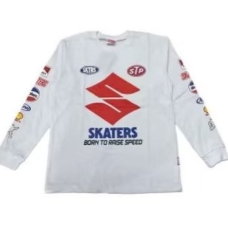 SKATERS - Kaos Lengan Panjang Pria | B LONGSLEEVE USA 3 WHITE-YC001