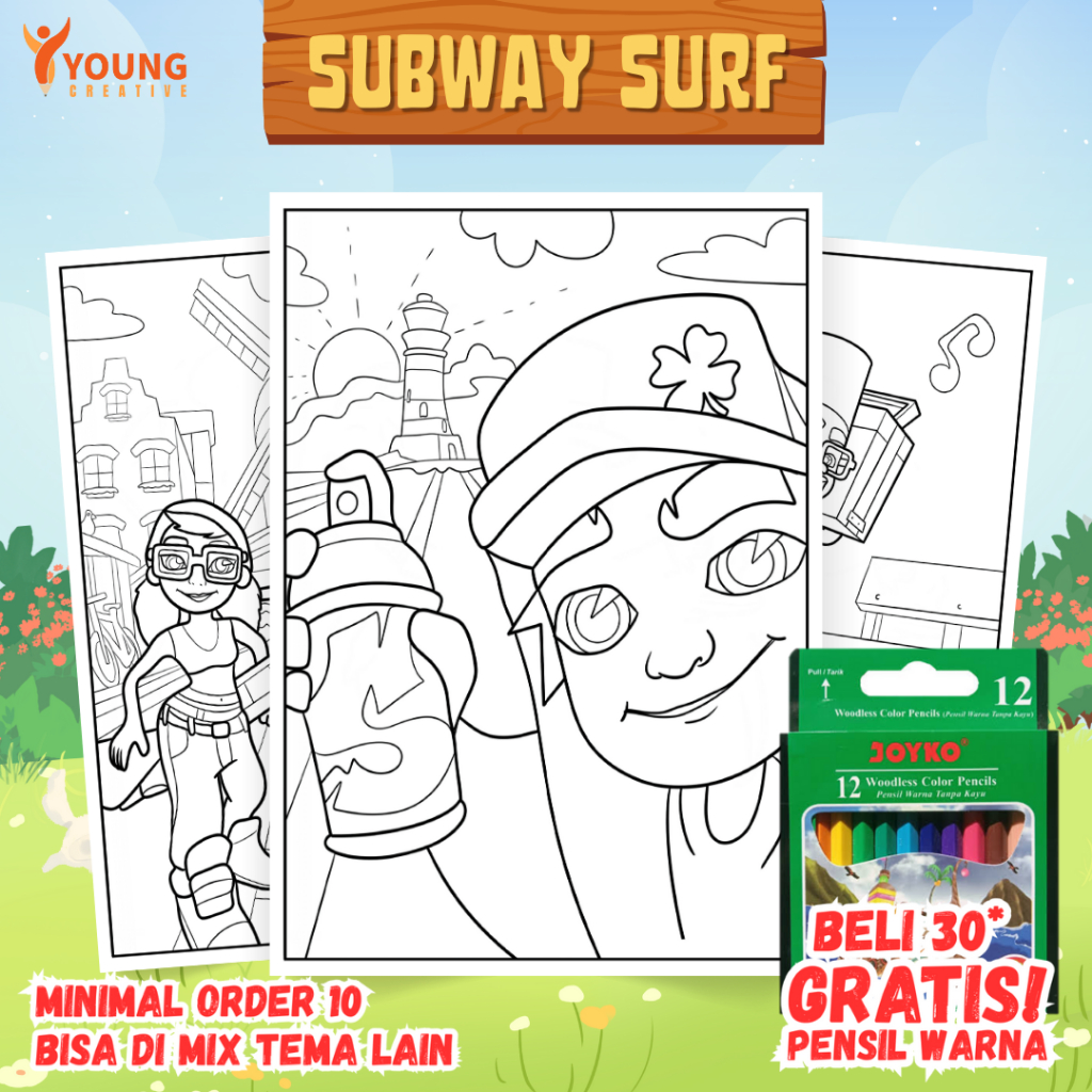 150 GSM KERTAS MEWARNAI / COLORING PAGE SUBWAY SURF