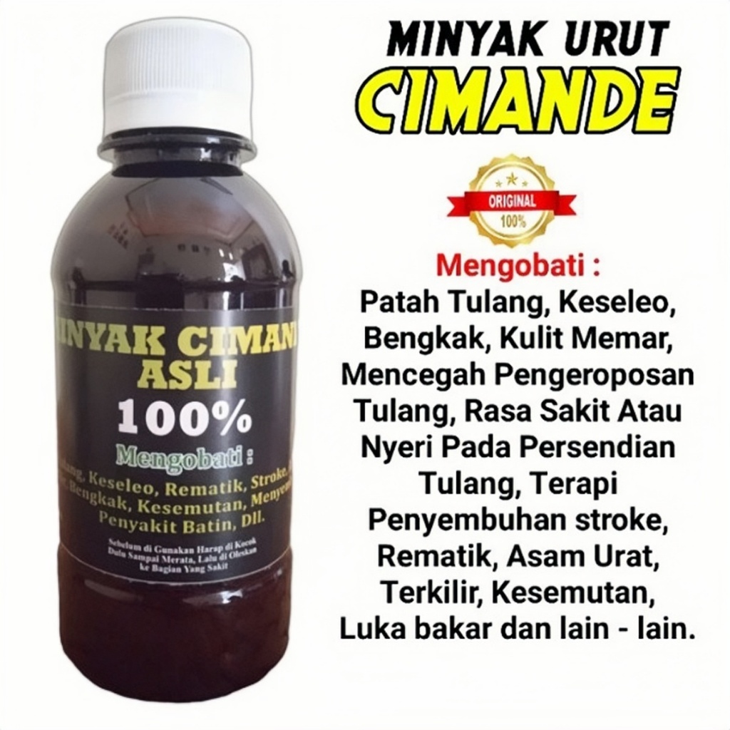 Minyak CIMANDE Asli Pengobati 100%Minyak Urut Cimande 100 ml / Minyak Cimande Asli / Minyak Cimande 