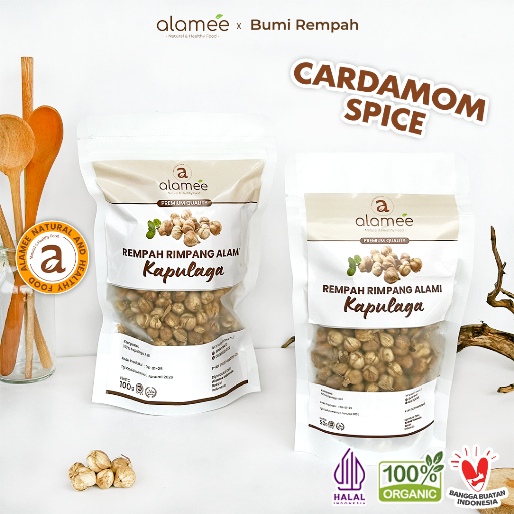 

ALAMEE Kapulaga Kering Lokal Cardamom Kapolaga Kapol Rempah Organik Bumbu Masakan Seasoning 100gr
