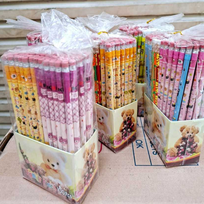 

D3W! Pensil 2B ada penghapus isi 100 pcs Stationery