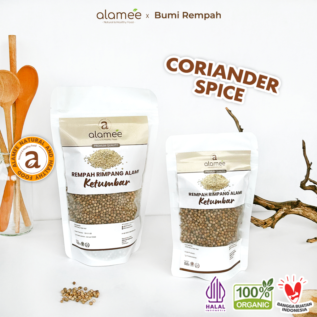 

ALAMEE Ketumbar Organik Coriander Seed Biji Rempah Rimpang Alami Bumbu Seasoning Masakan Masak 100gr