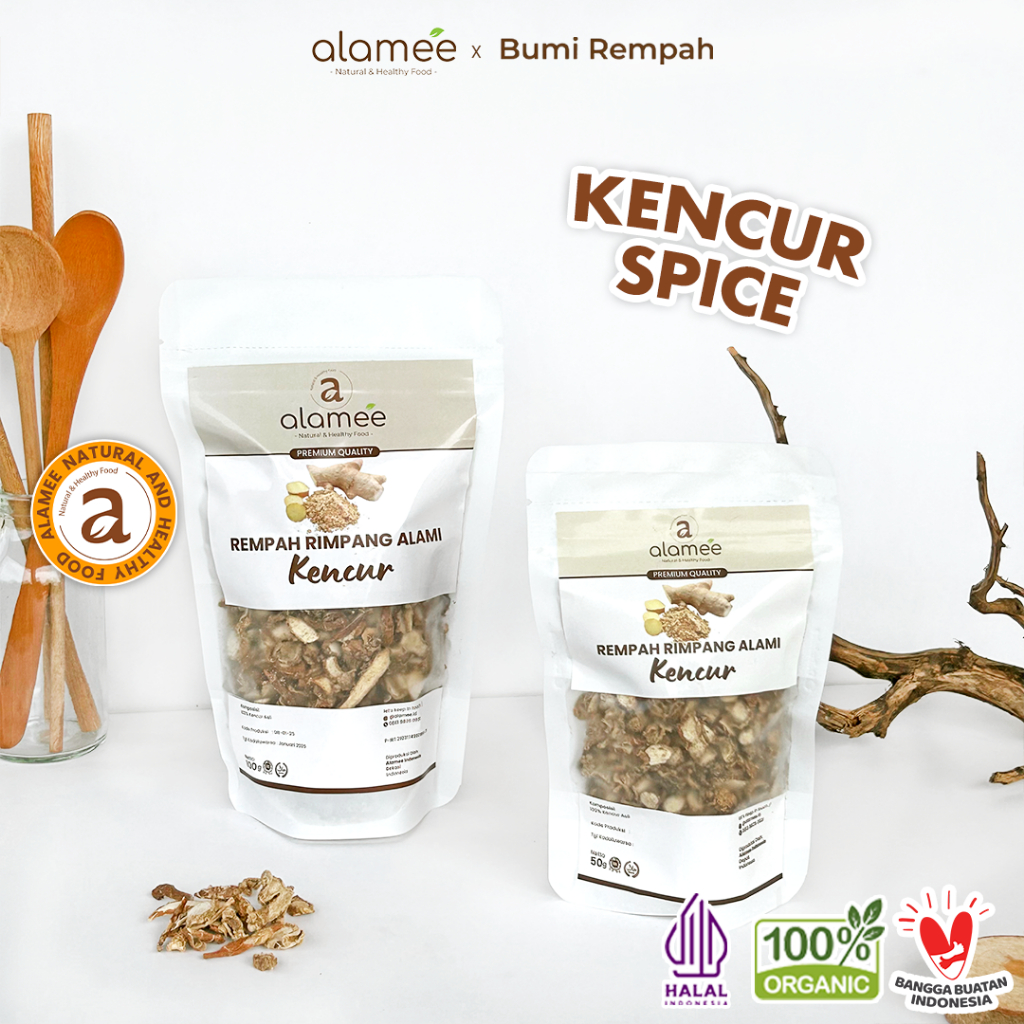 

ALAMEE Kencur Kering Dried Galangal Rempah Rimpang Organik Alami Bumbu Seasoning Masakan Masak 100gr
