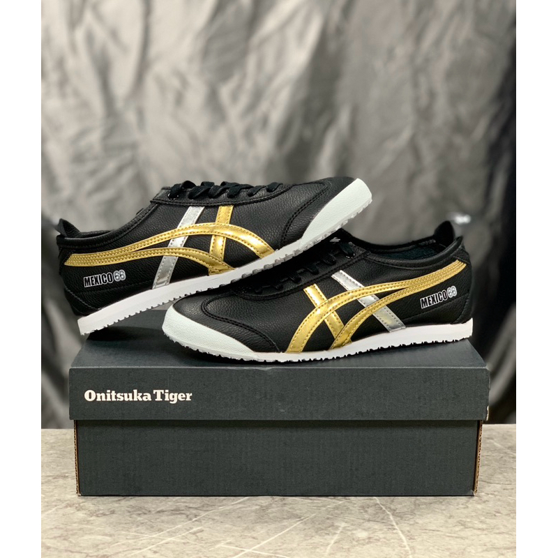 Onitsuka Tiger Mexico 66 Black Gold Silver Leather