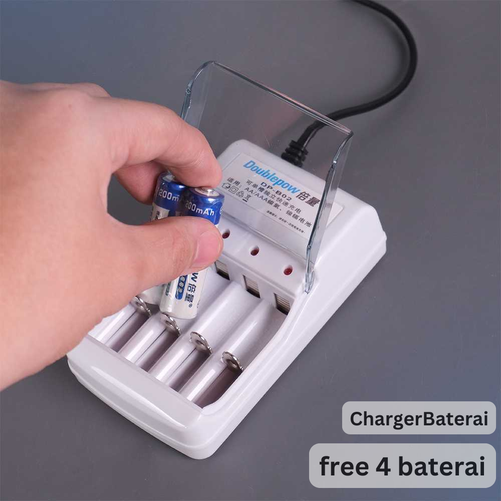COD Charger cas Baterai Doublepow aa aaa abc 4 slot fast charging Free baterai 4PCS AA 1200mAh