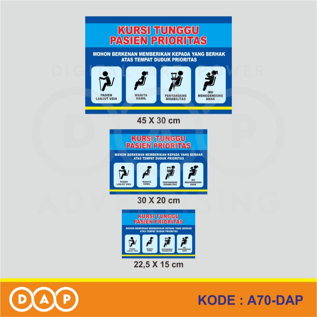 

A70 - Acrylic Sign, Stiker Akrilik Kursi Tunggu Pasien Prioritas, Tahan Air, Termurah, Bisa Custom