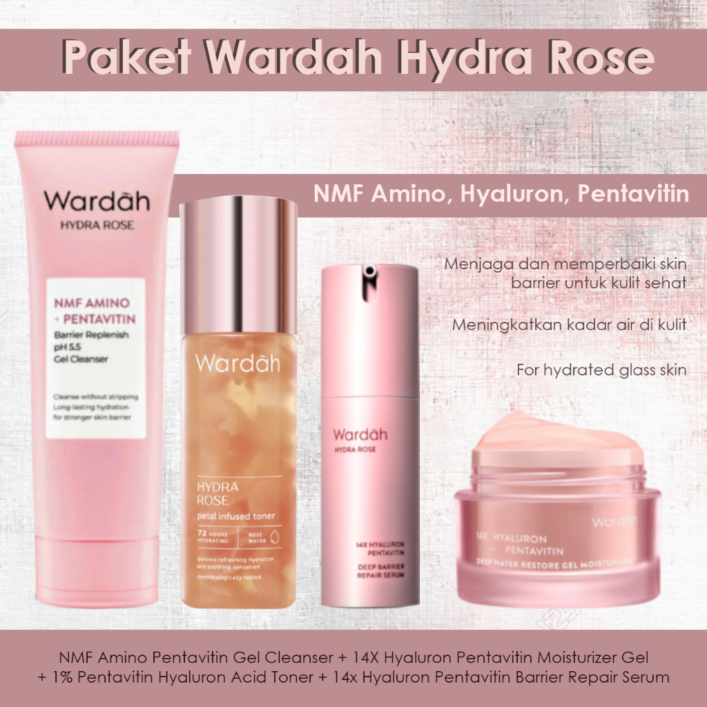 Paket Wardah Hydra Rose 14X Hyaluron + Pentavitin - Memperbaiki Skin Barrier