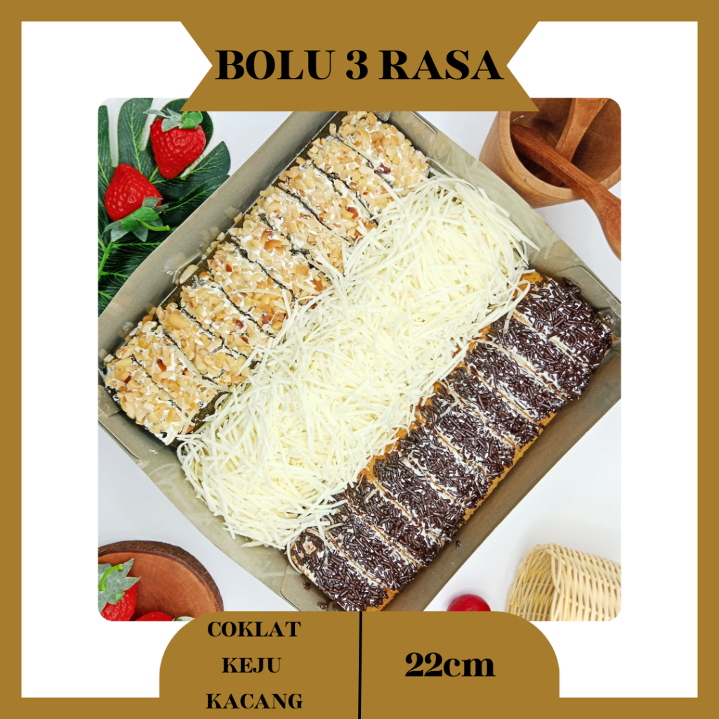 

Kue Bolu 3 Tiga Rasa Pandan Keju Coklat Kacang Original Ceres Cokelat