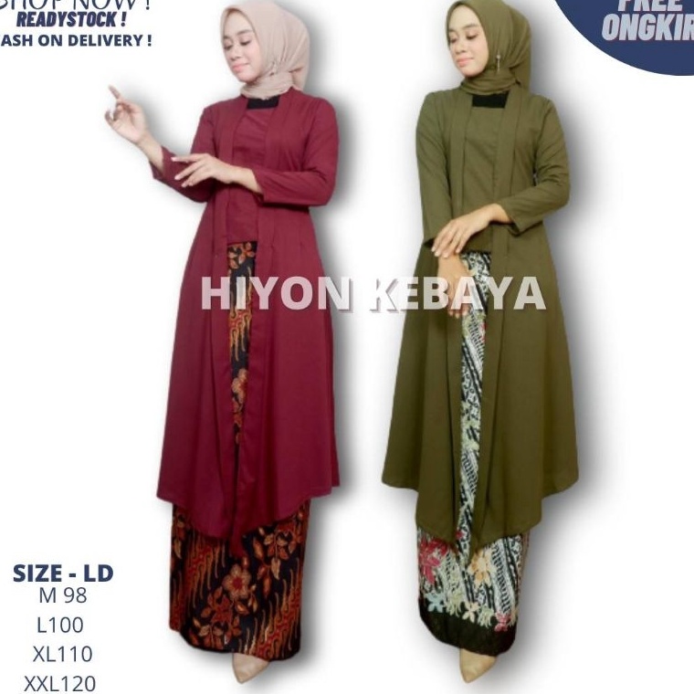 KODE R36N Baju Setelan Kebaya Kutu Baru Long Tunik Modern  Kebaya Wisuda  Kebaya Modern  Baju Kebaya
