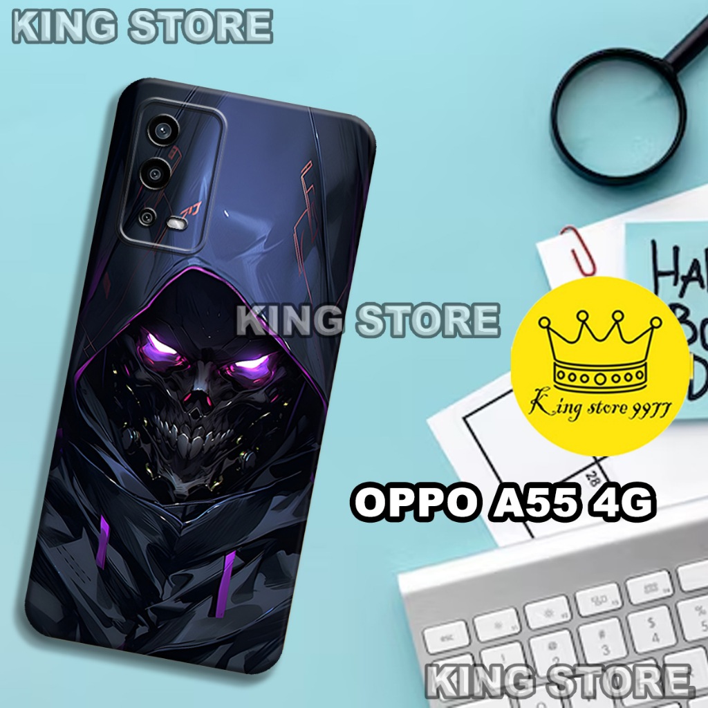 (KS12)  Softcase karet untuk OPPO A55 Motif gambar karakter Skull/casing OPPO A55 terbaru/kesing hp/