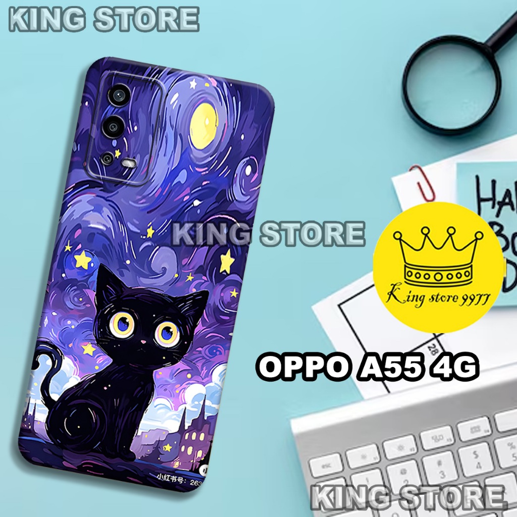 (KS27)  Softcase karet untuk OPPO A55 Motif gambar karakter Kucing/casing OPPO A55 terbaru/kesing hp