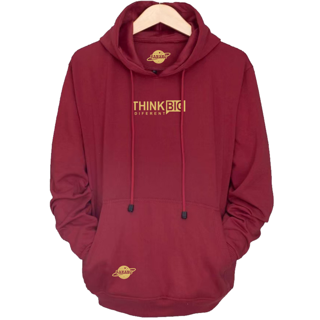 Sweater Cowok Cewek Tomboy Style Korea Wanita Fashion Sanang-Streetwear Hoodie THINK BIG Warna Maron