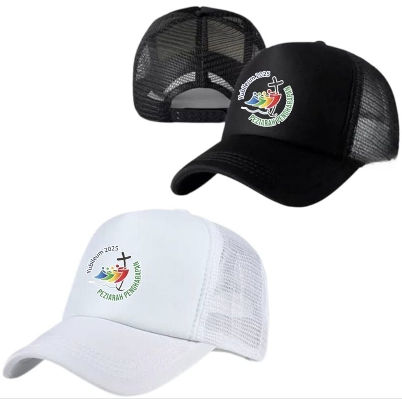 Topi Trucker Jaring Katolik Maskot Luce Yubelium - ZVN peziarah pengharapan unisex keren terbaru