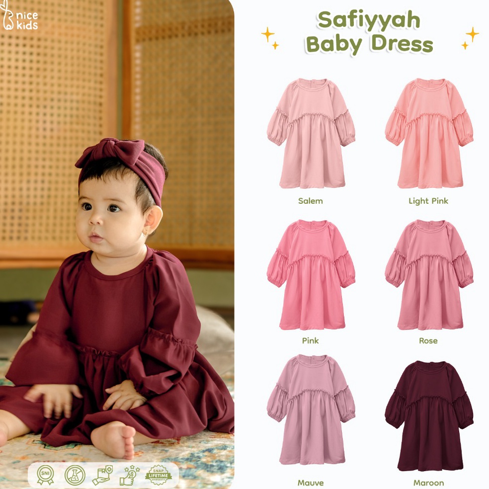 KODE W72A CUCI GUDANG Nice Kids  Safiyyah Baby Dress 2 Tahun Dress Bayi Terusan Bayi Perempuan Gaun 