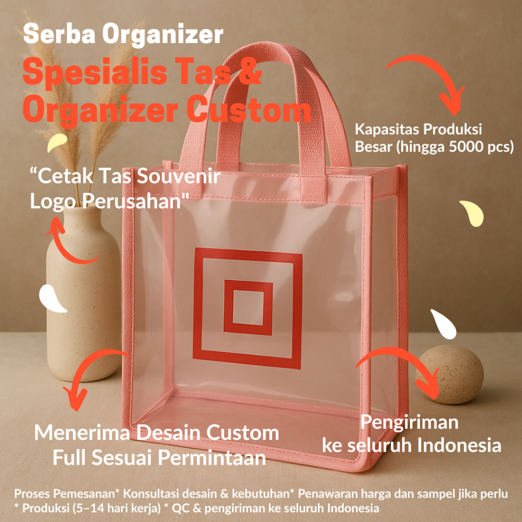 

CUSTOM TAS MIKA PVC Custom goodie bag tas promosi Custom Ukuran Custom Sablon Custom Model Tas