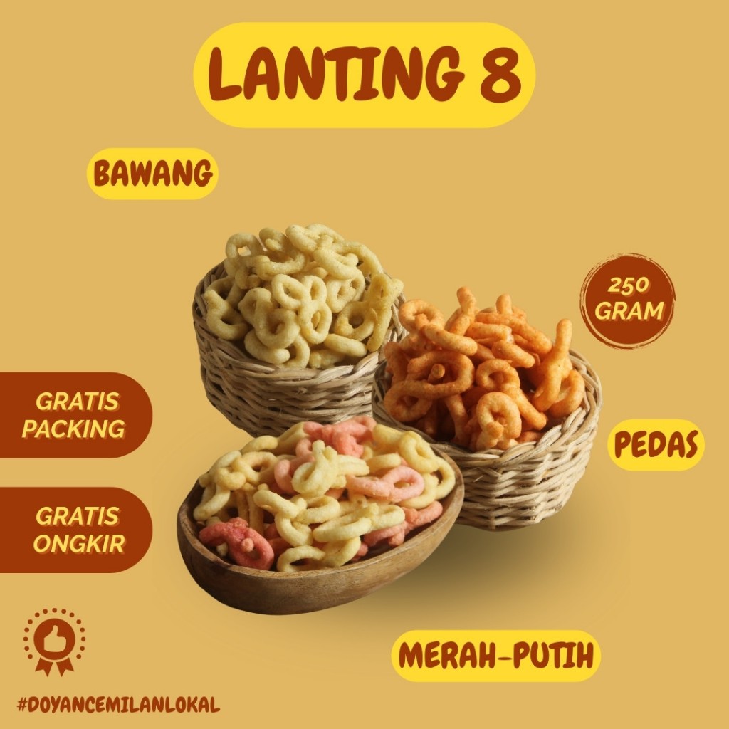 

LANTING BAWANG 8 / LANTING BAWANG GURIH PACK 250GR / LANTING PEDAS / LANTING MERAH PUTIH / OLEH-OLEH PURWOKERTO KLANTING
