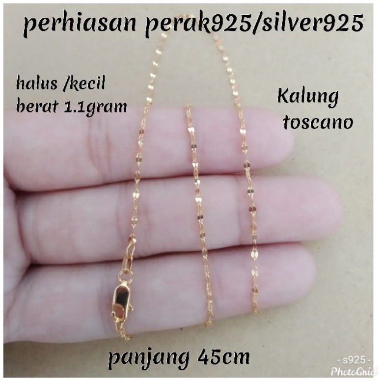 KODE P97B KALUNG TOSCANO PERAK ASLI 925 LAPIS MAS KUNING SILVER925 KALUNG MINI