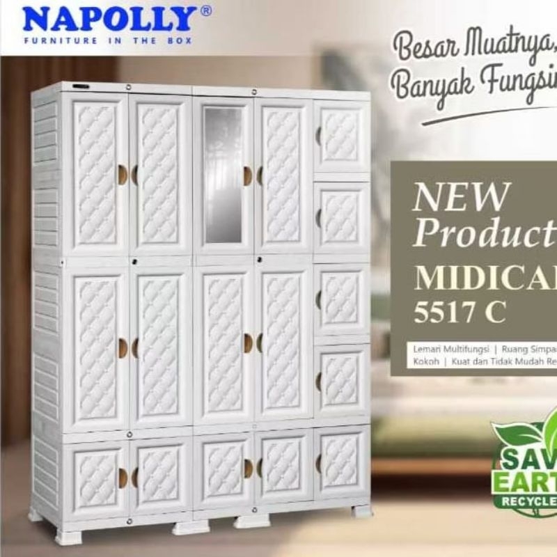Lemari pakaian plastik NAPOLLY PINTU MIDICAB DC SUPER JUMBO BESAR GANTUNG