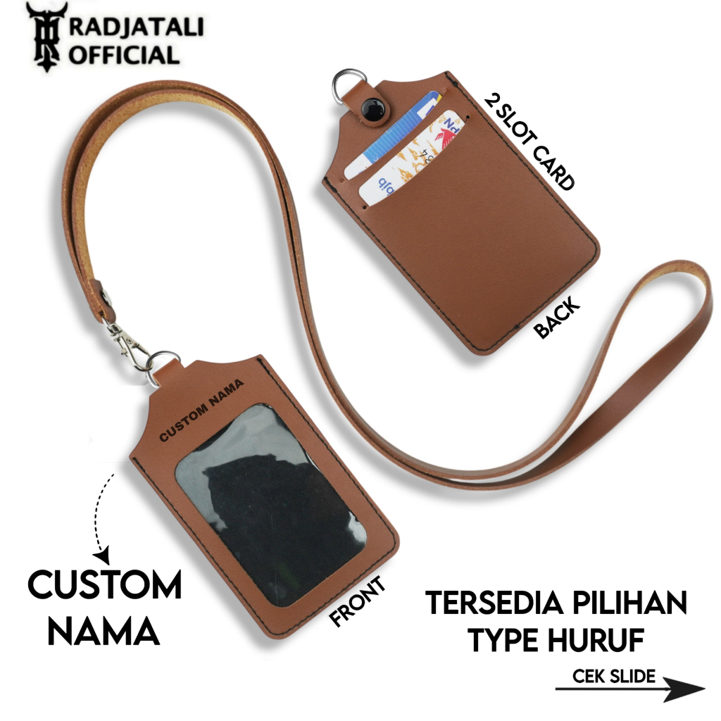 

Lanyard Kulit Holder ID Card Custom Nama Grafir Leather K5 / Lanyard Custom Nama Case Holder Leather