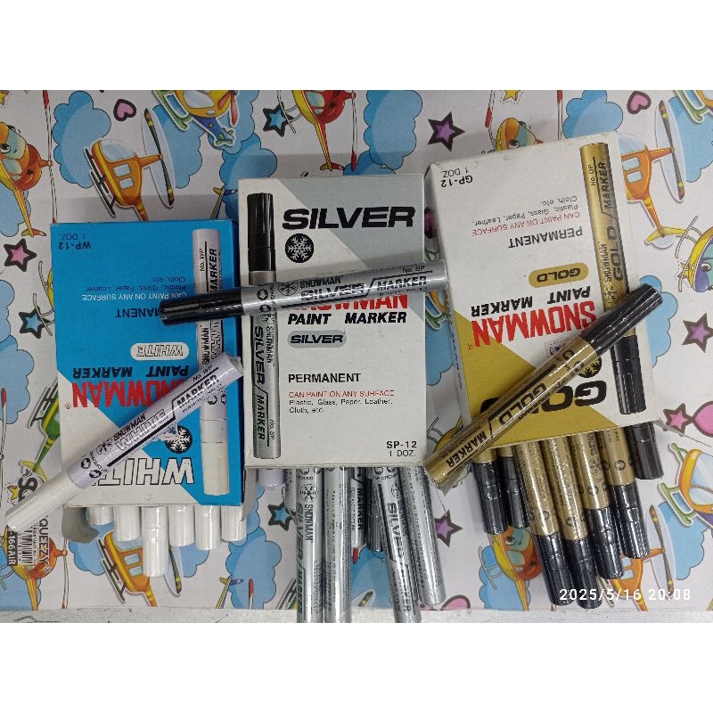 

SPIDOL SNOWMAN PAINT MARKER PERMANENT WARNA GOLD / SILVER / PUTIH /