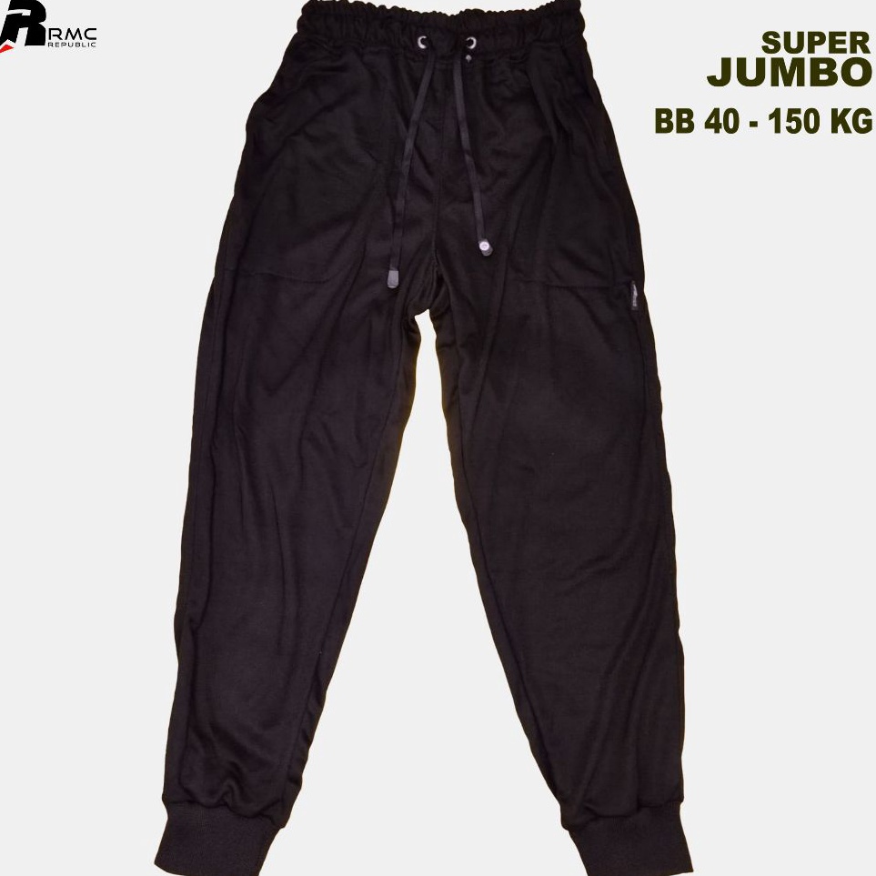 RMC Republic  Celana Jogger Panjang Big Size Dewasa Polos Hitam Pria Wanita KODE H6L6