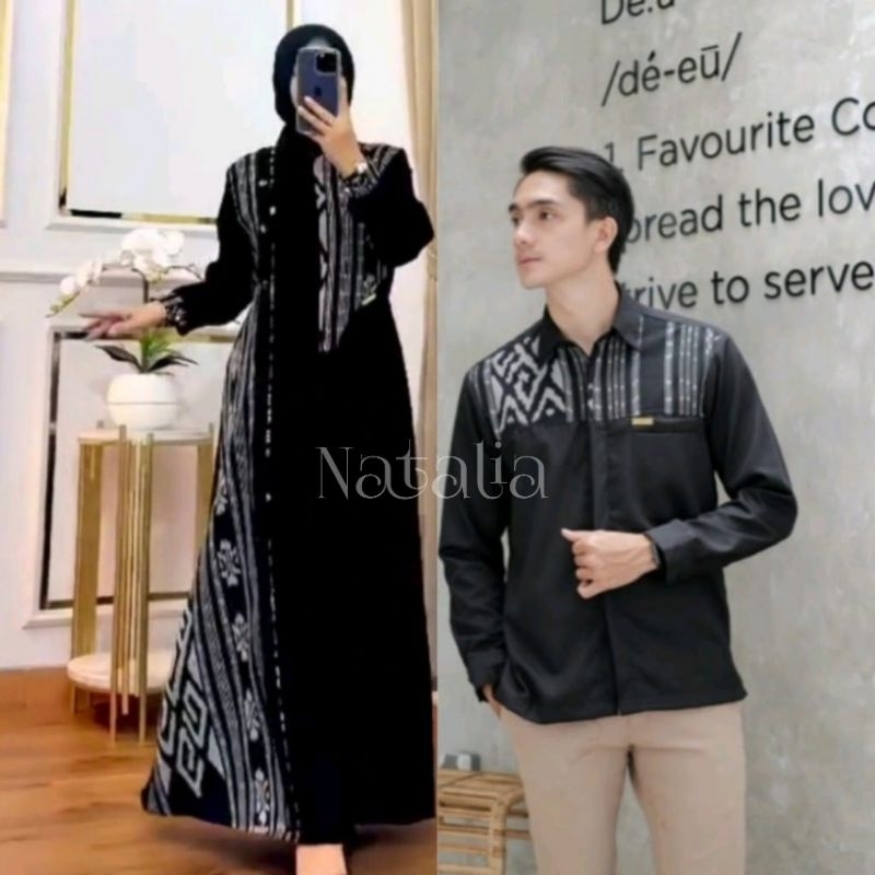 Baju Tenun Couple Ranjani Hitam Abaya Gamis Jumbo Baju Couple Kondangan Seragam Batik Keluarga