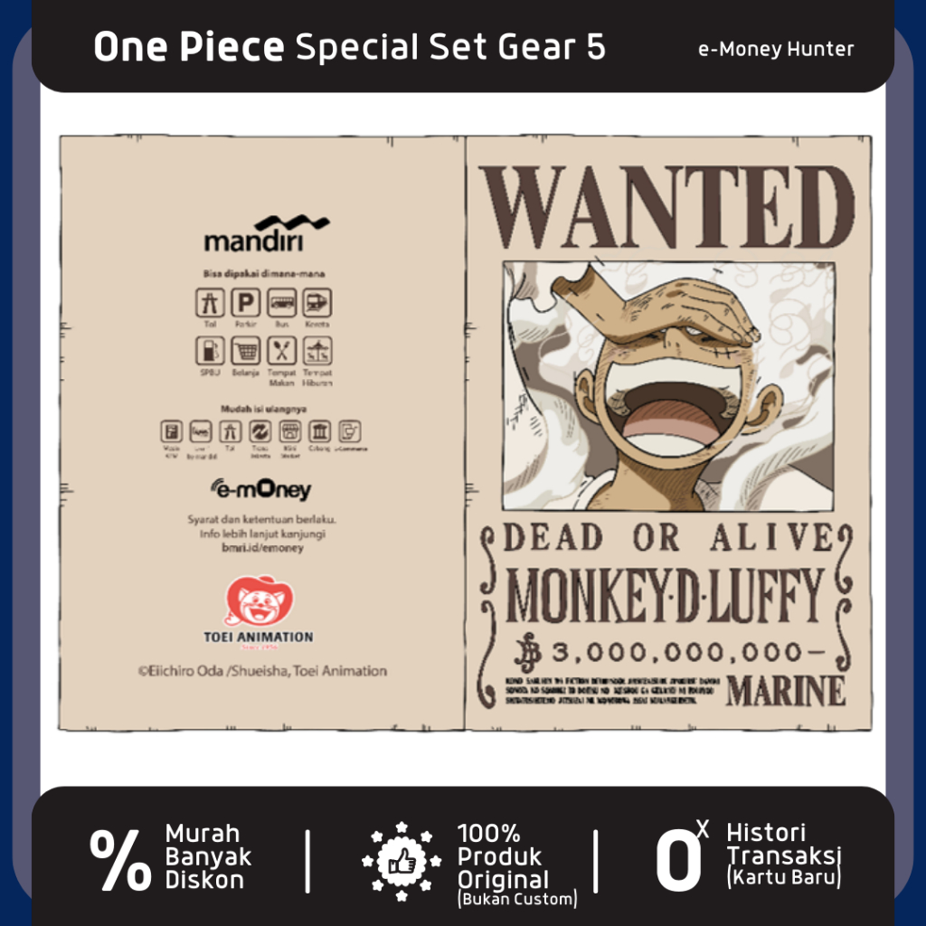 e-Money One Piece Special Seat Gear 5 Limited Edition eToll eMoney Mandiri OnePiece NFC