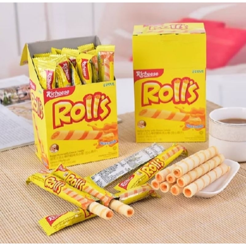 

Rolls Richesee Nabati Wafer Stick Cemilan & Snack Jajanan anak Wafer Stick Keju | Cokelat 1Box 20x5g