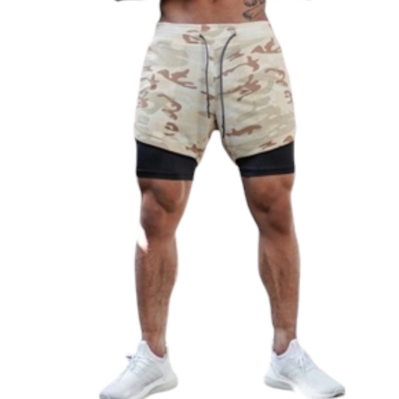 KODE G27A Celana Pendek Sport Kompresi PriaCelana Pendek 2in1 Olahraga Gym Boxing Bersepeda Jogging